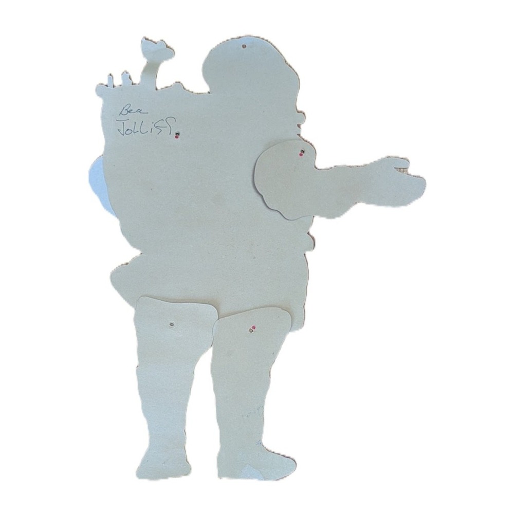 Vintage Jointed Die Cut Santa Claus Cardboard Decoration, 14 x 25, Minor Flaws - Picture 2 of 6